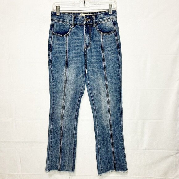 Her Entire Name Says Grace Raw Hem Multi-Seam Flared Jeans Sz M (27x28) - Picture 1 of 8